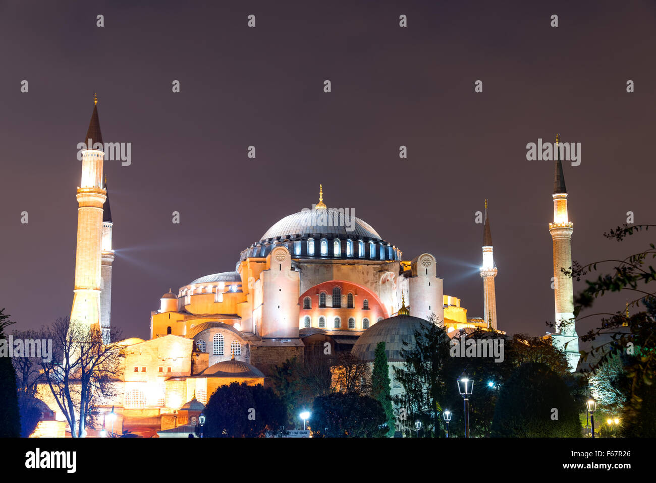The famous Hagia Sophia in Istanbul at night Stock Photo - Alamy