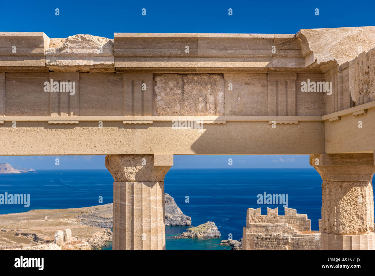 Lindos Acropolis Stock Photo