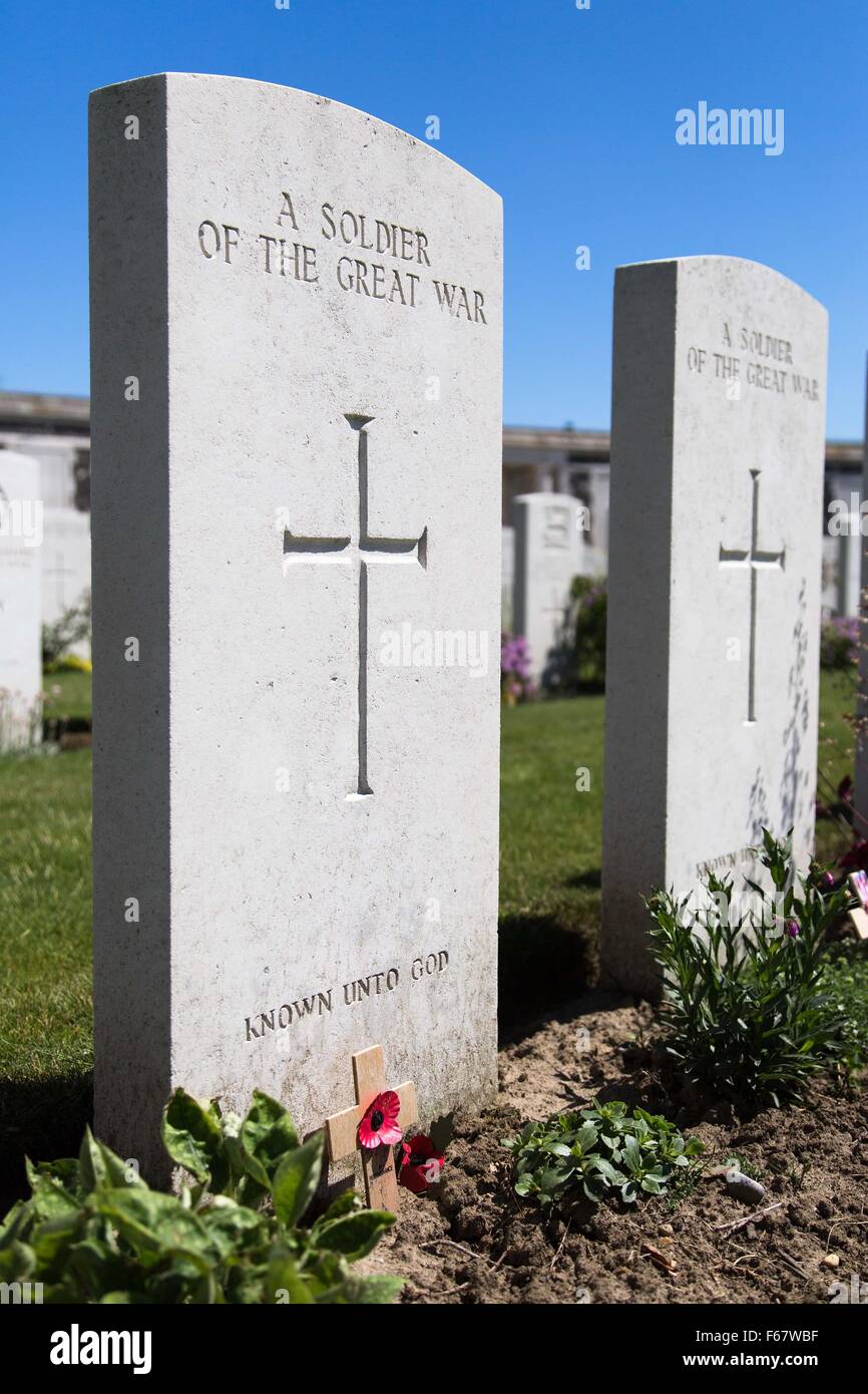 Tyne Cot World War One Cemetery, the largest British War cemetery in the world in Passendale, Belgium Stock Photo