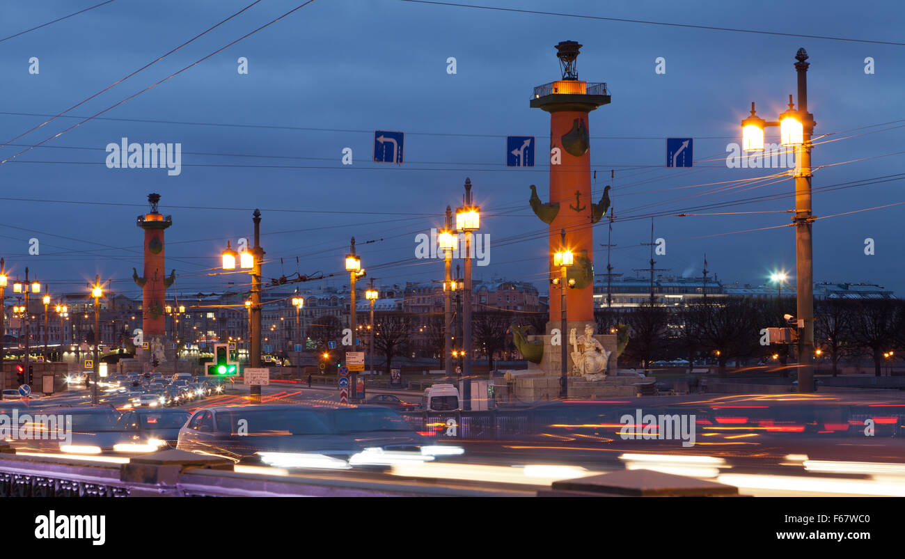 The Rostral Columns, St.Petersburg, Russia. Stock Photo