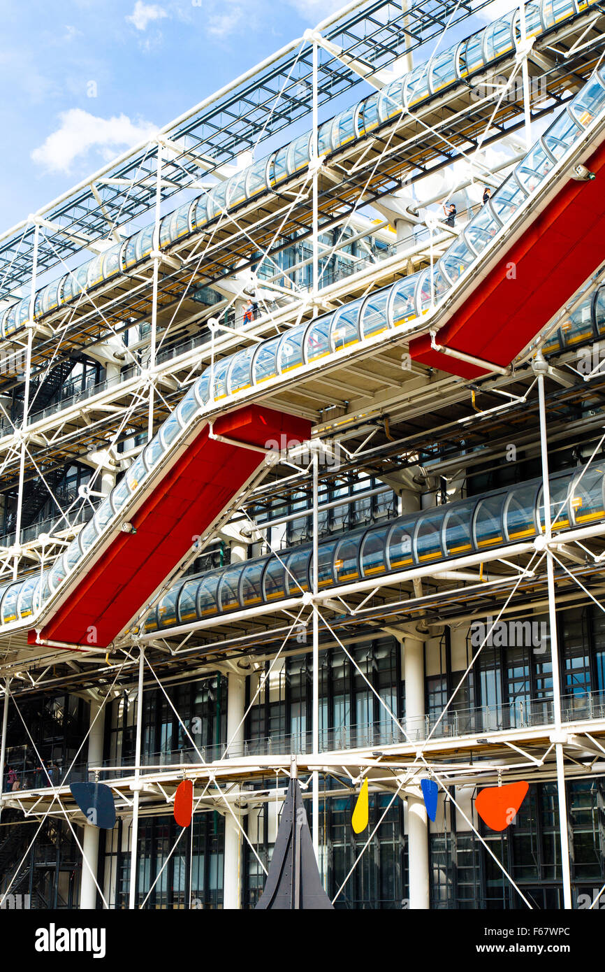 The Centre Pompidou in Paris designed in the style of high-tech architecture Stock Photo