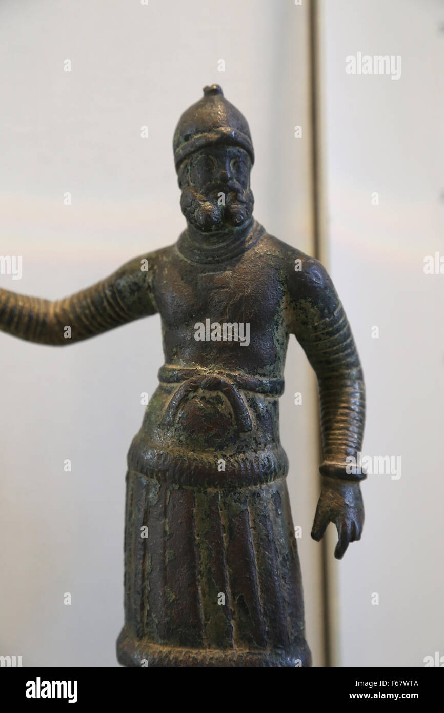 Eastern Antiquities. Parthian and Seleucid periods. Statue of bearded warrior. Bronze. Levant. 3rd BC-3rd AD. Louvre Museum. Stock Photo
