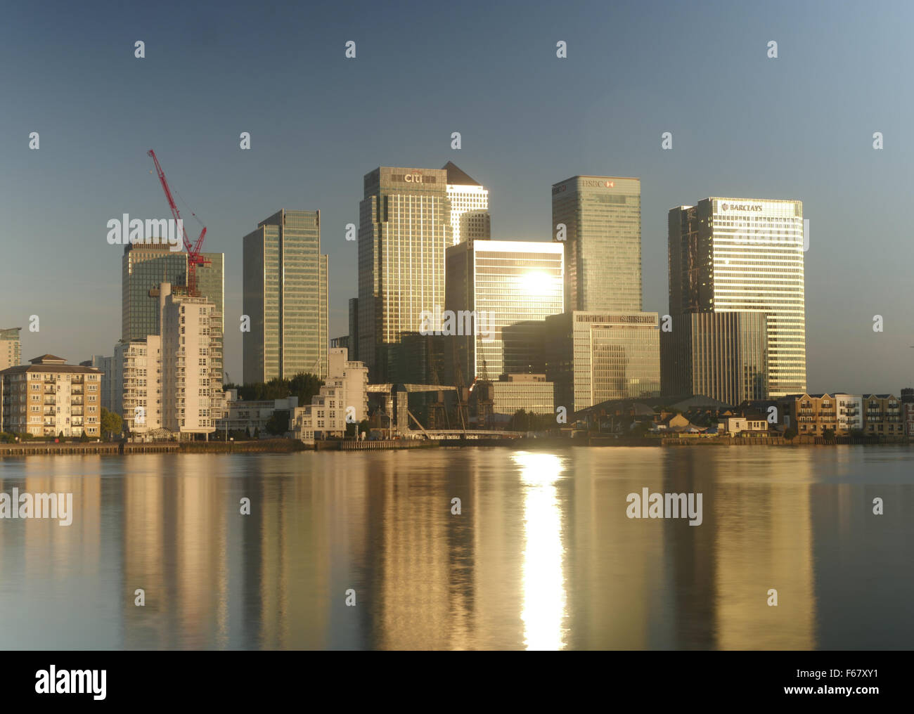 London's Docklands Canary Wharf Buildings at Dawn Stock Photo - Alamy