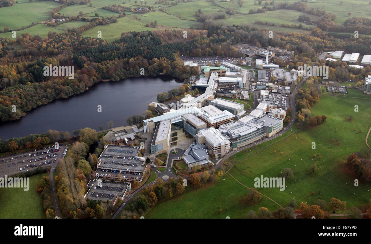 aerial view of Alderley Park in Cheshire, formerly Astra Zeneca, UK Stock Photo