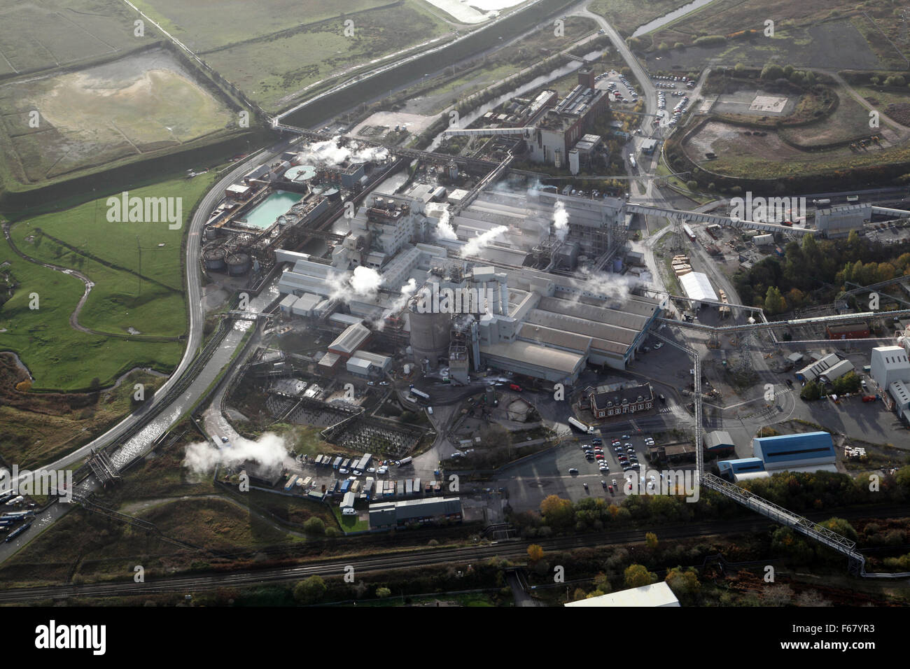 aerial view of the Solvay Specialist Chemicals Lostock Works in Northwich, Cheshire, UK Stock Photo