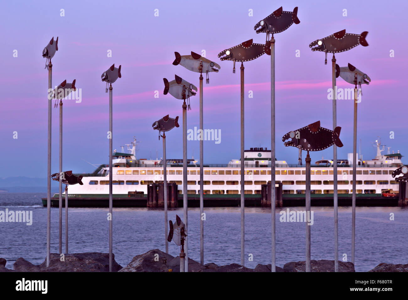 WASHINGTON Fish sculpture on the Edmonds' fishing pier on the Puget