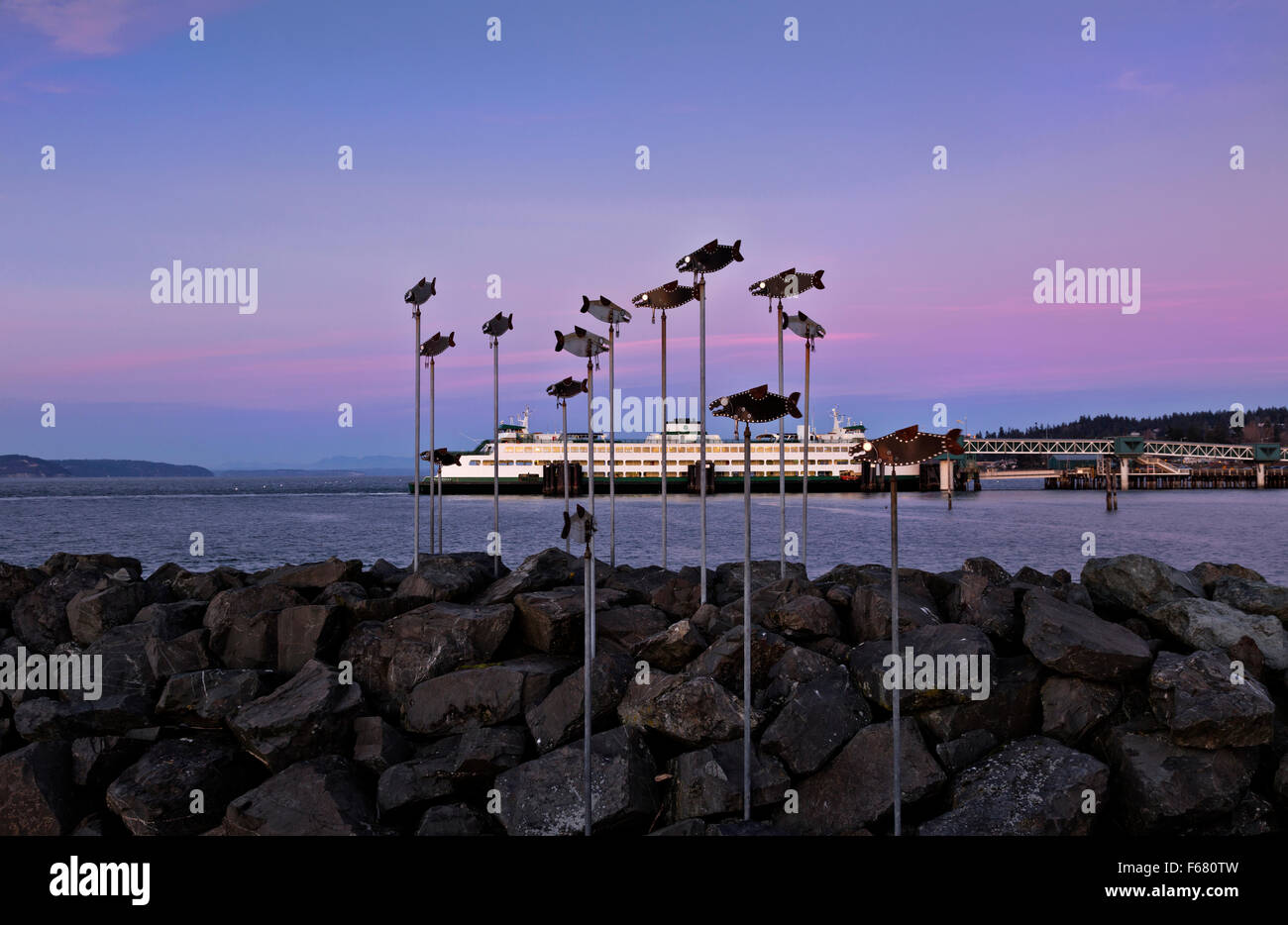 WASHINGTON Fish sculpture on the Edmonds' fishing pier on the Puget