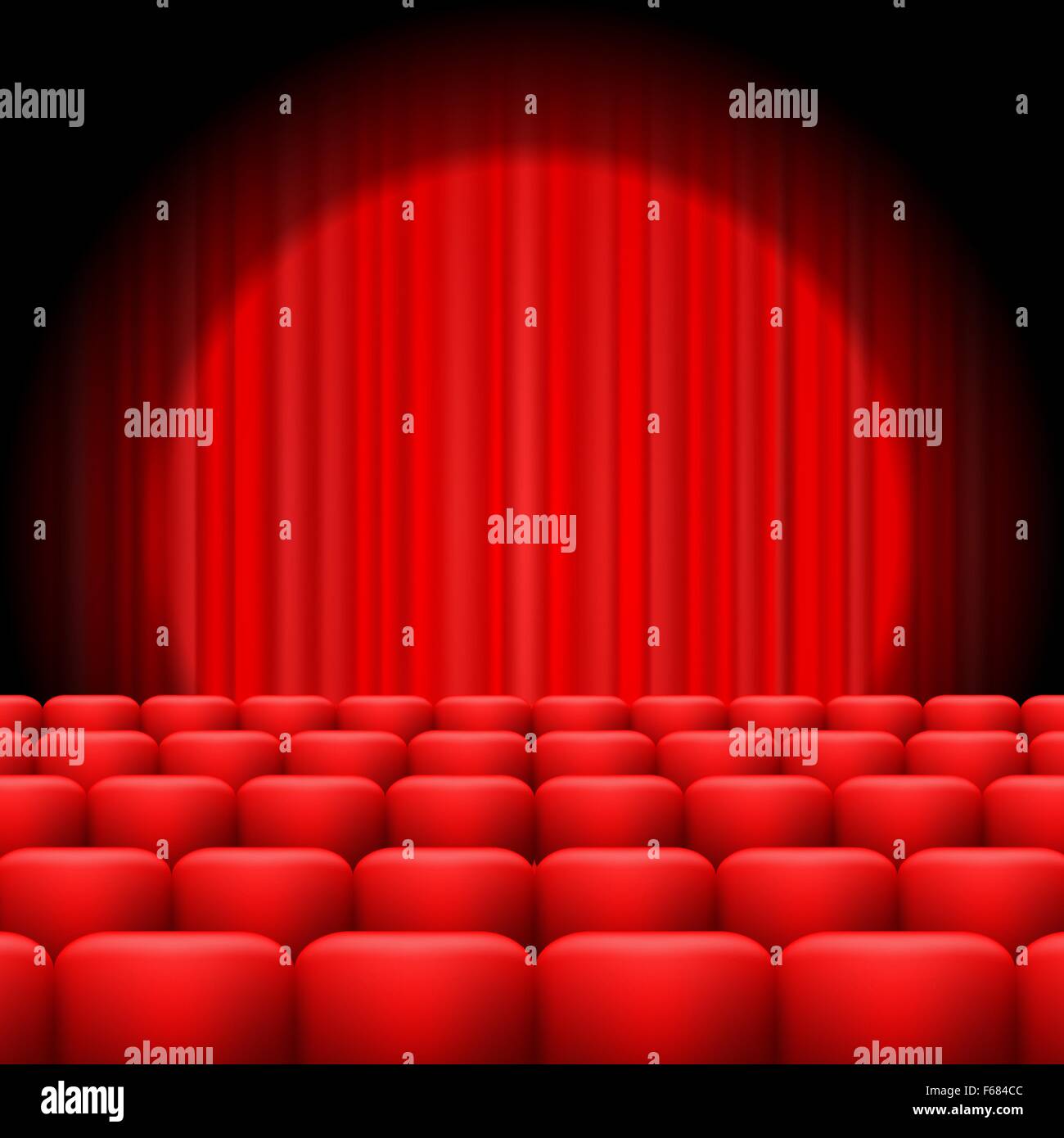 Red Curtains with Spotlight Stock Vector