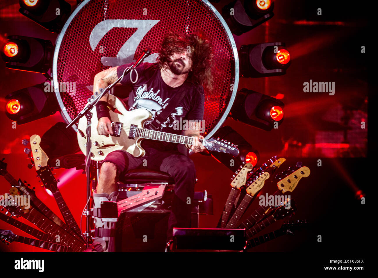 Bologna, Italy. 13th November, 2015.  Foo Fighters perform live at Unipo Arena Credit:  Roberto Finizio/ Alamy Live News Stock Photo