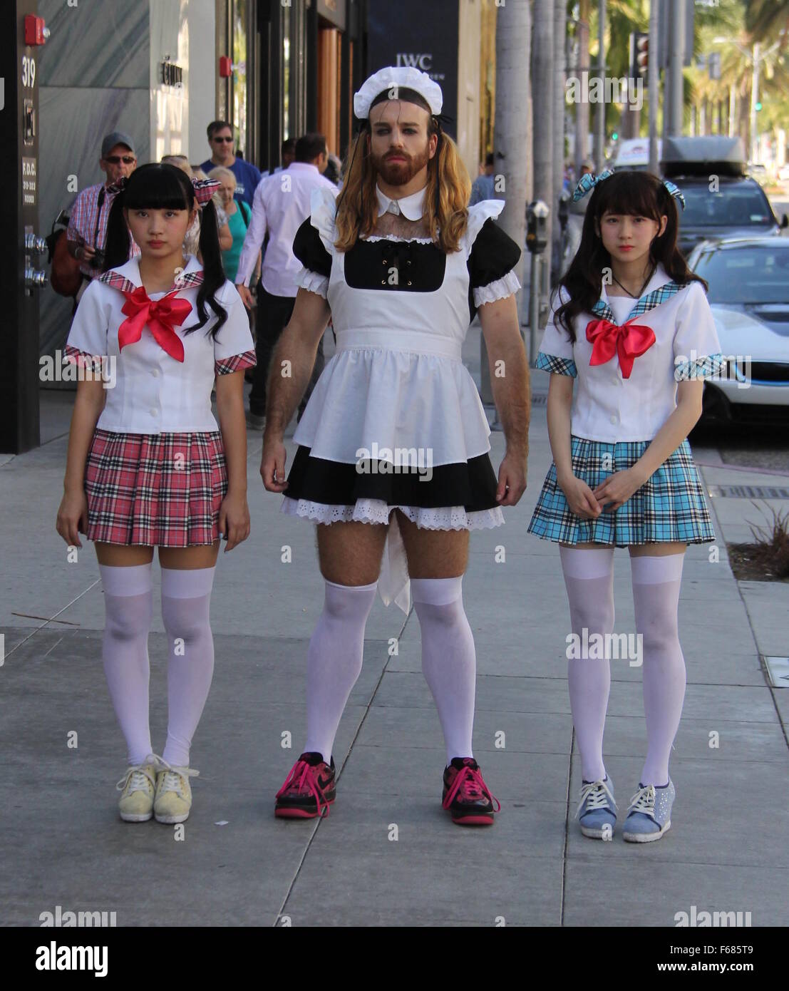 Japanese pop metal band Ladybaby featuring Ladybeard out and about in Beverly Hills Featuring: Ladybaby, Ladybeard Where: Los Angeles, California, United States When: Oct 2015 Stock Photo - Alamy