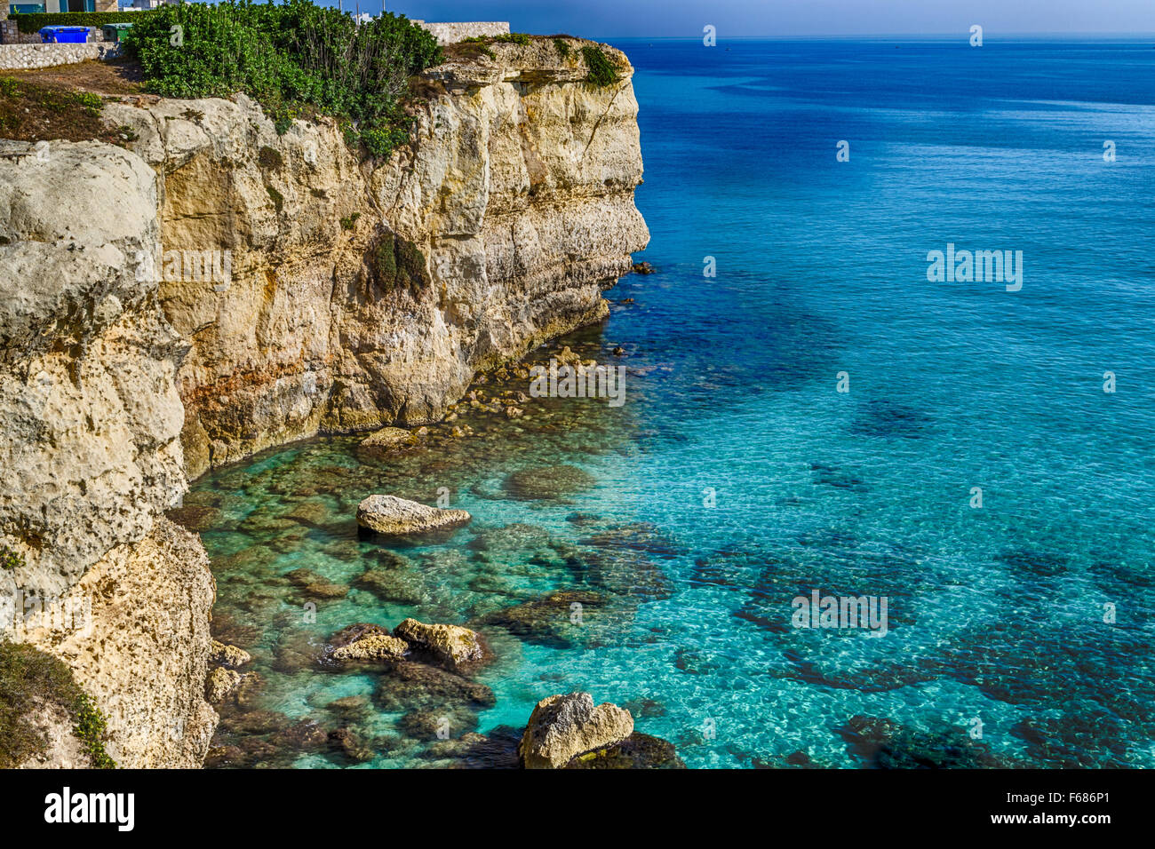 rocky cove on the coast of Salento in Puglia in Italy Stock Photo