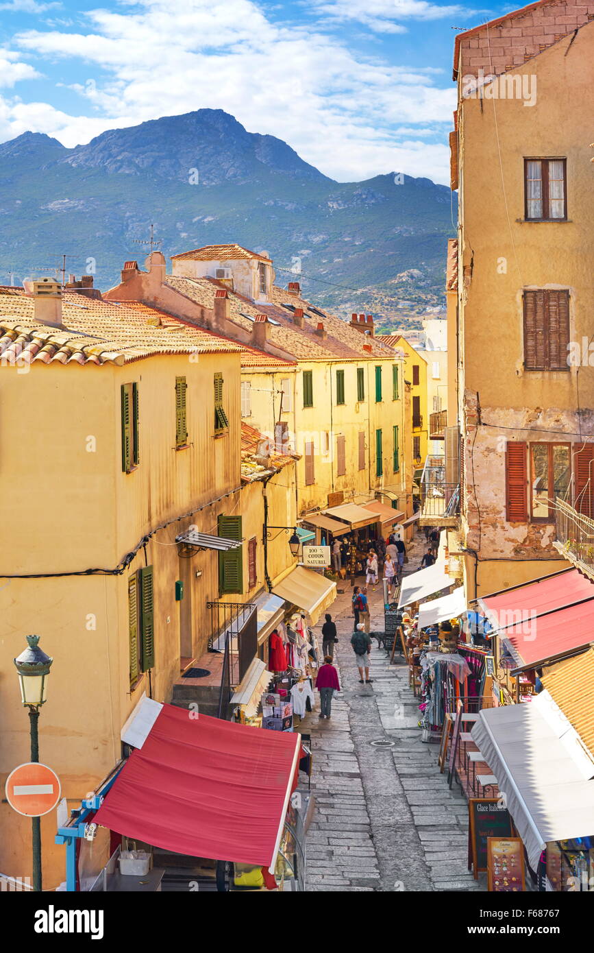 Calvi Old Town, Balagne, West Coast, Corsica Island, France Stock Photo