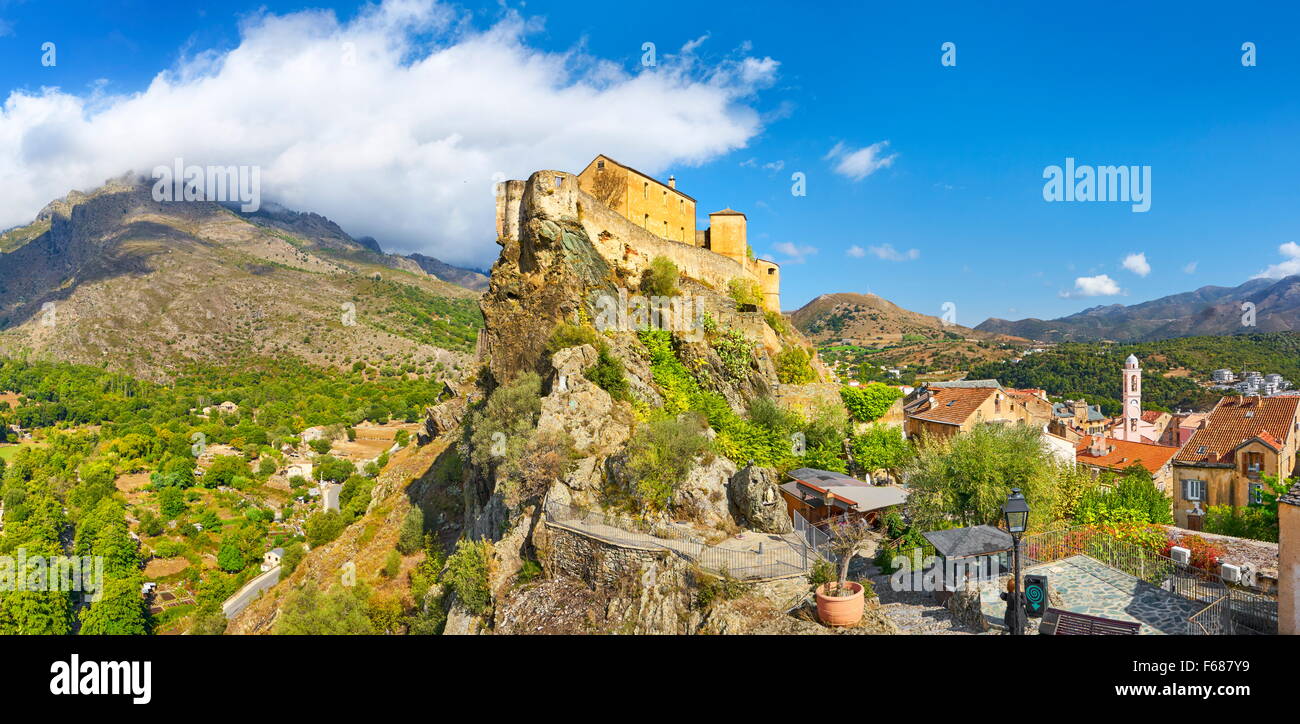 Corte, the Citadel in the Old Town, Corsica Island, France Stock Photo