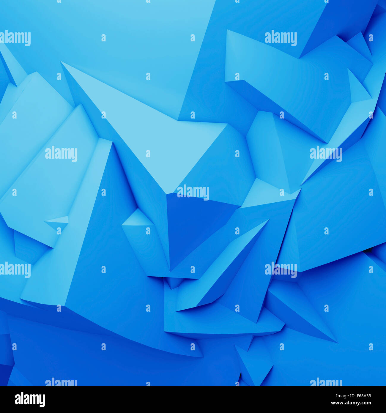 Abstract blue digital 3d chaotic polygonal surface, square background texture Stock Photo