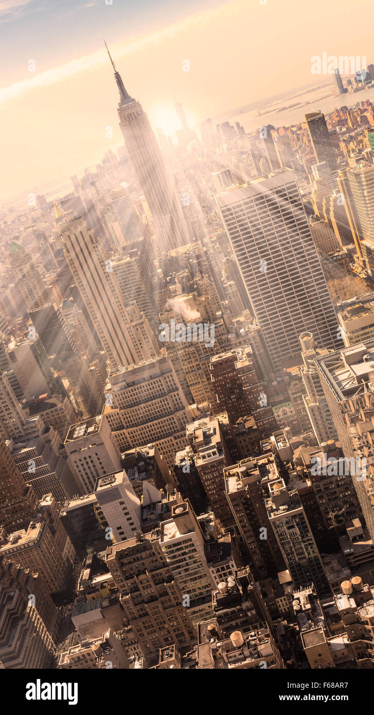 New York City Manhattan skyline in sunset Stock Photo - Alamy