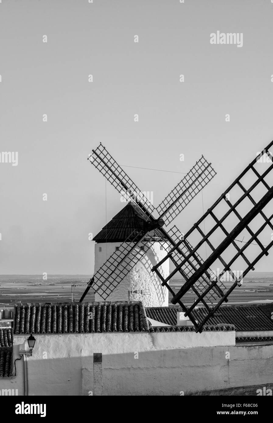 Old windmill on Castilla-La Mancha (Don Quixote's land) Stock Photo