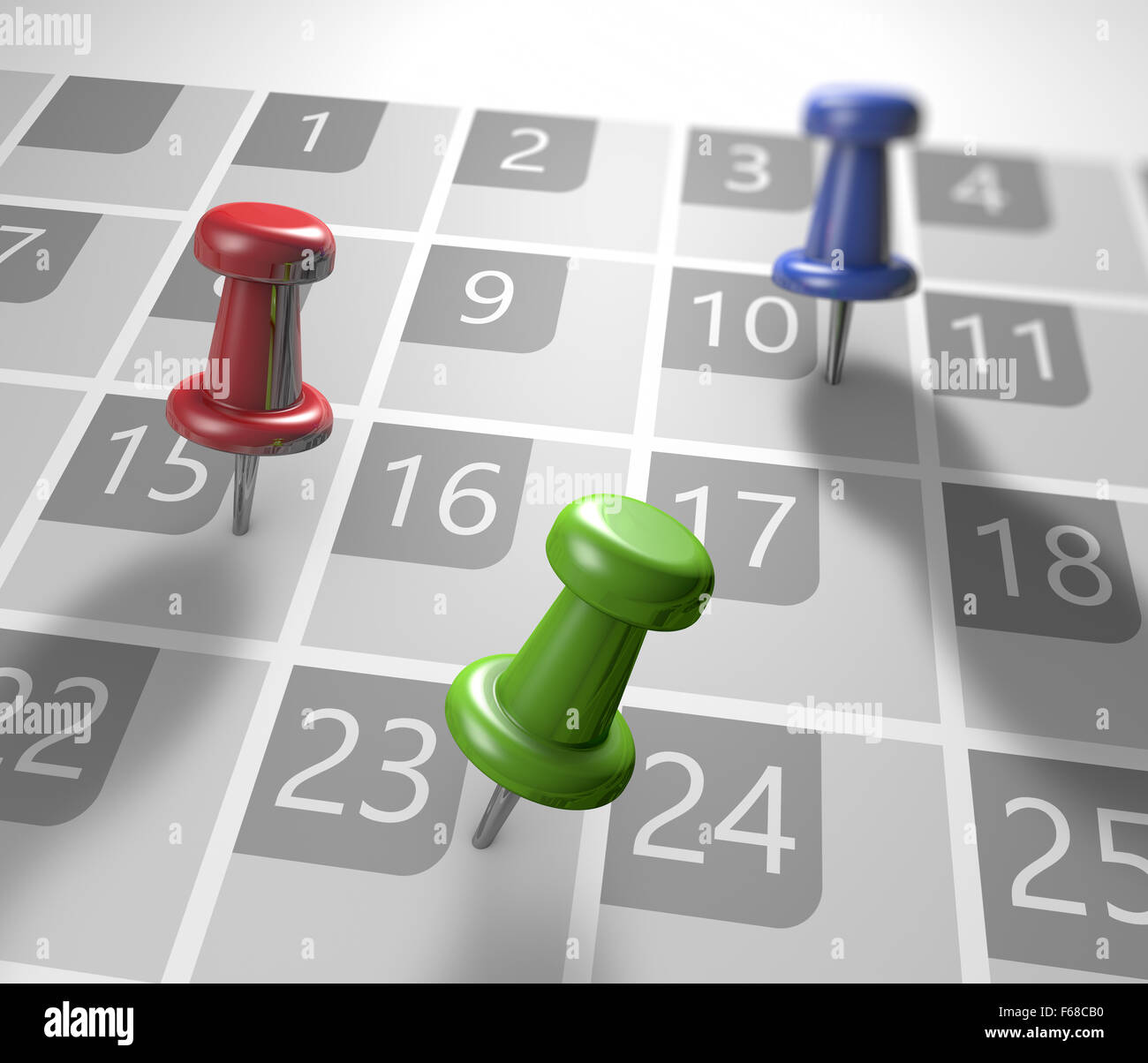 Calendar with thumbtacks as a concept of events Stock Photo