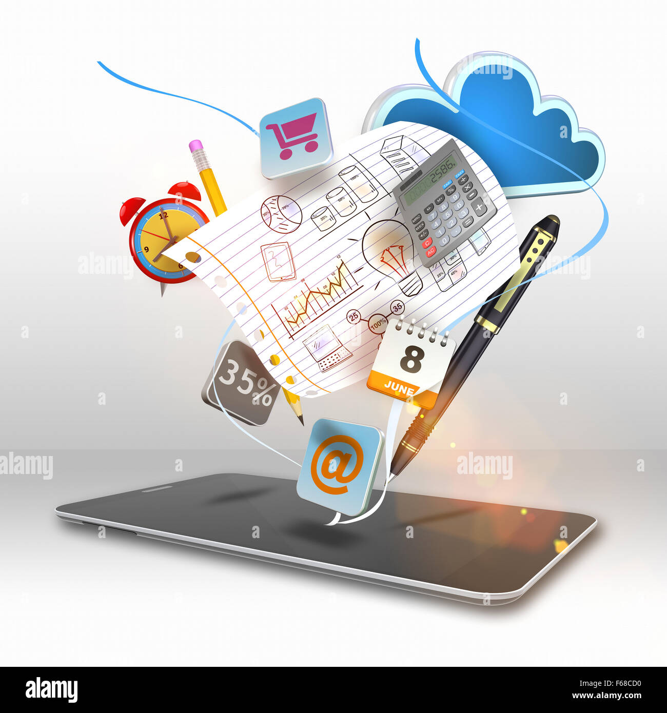 Smart phones and social media icons as concept Stock Photo - Alamy