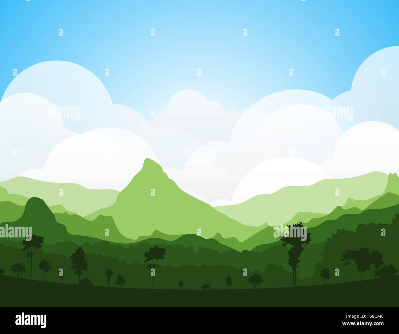 Colorful Silhouette Summer Landscape Background For Graphic Design Stock Vector Image Art Alamy