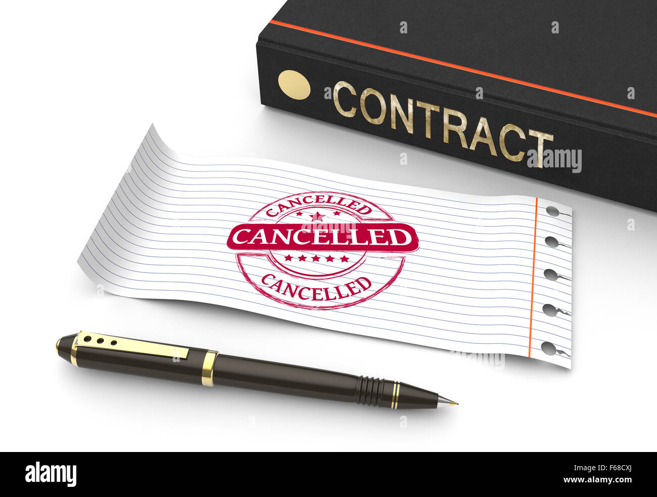 Stamp canceled with contract document Stock Photo