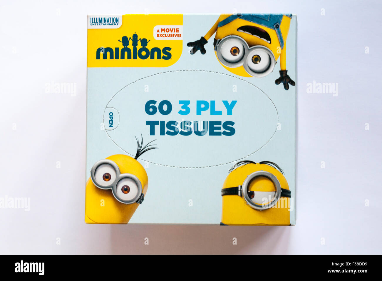 Box of Minions 60 3 ply tissues isolated on white background Stock Photo