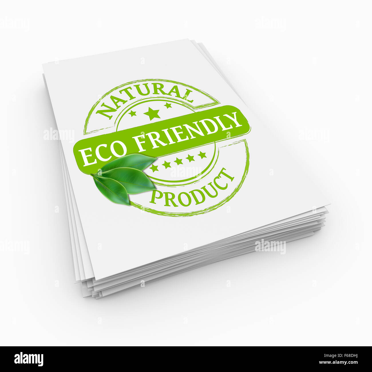 Stamp ecological friendly with stack documents Stock Photo