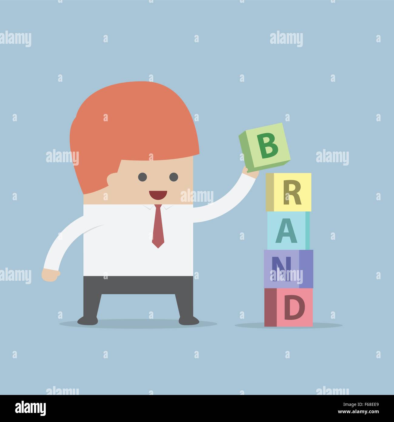 Businessman is building BRAND word, Brand building concept, VECTOR, EPS10 Stock Vector