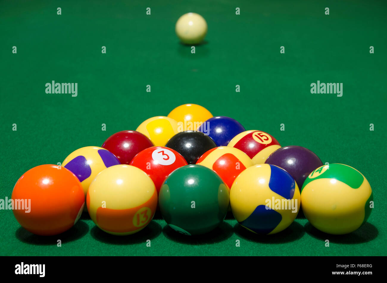 Pool Break Off with White Ball Stock Photo Alamy