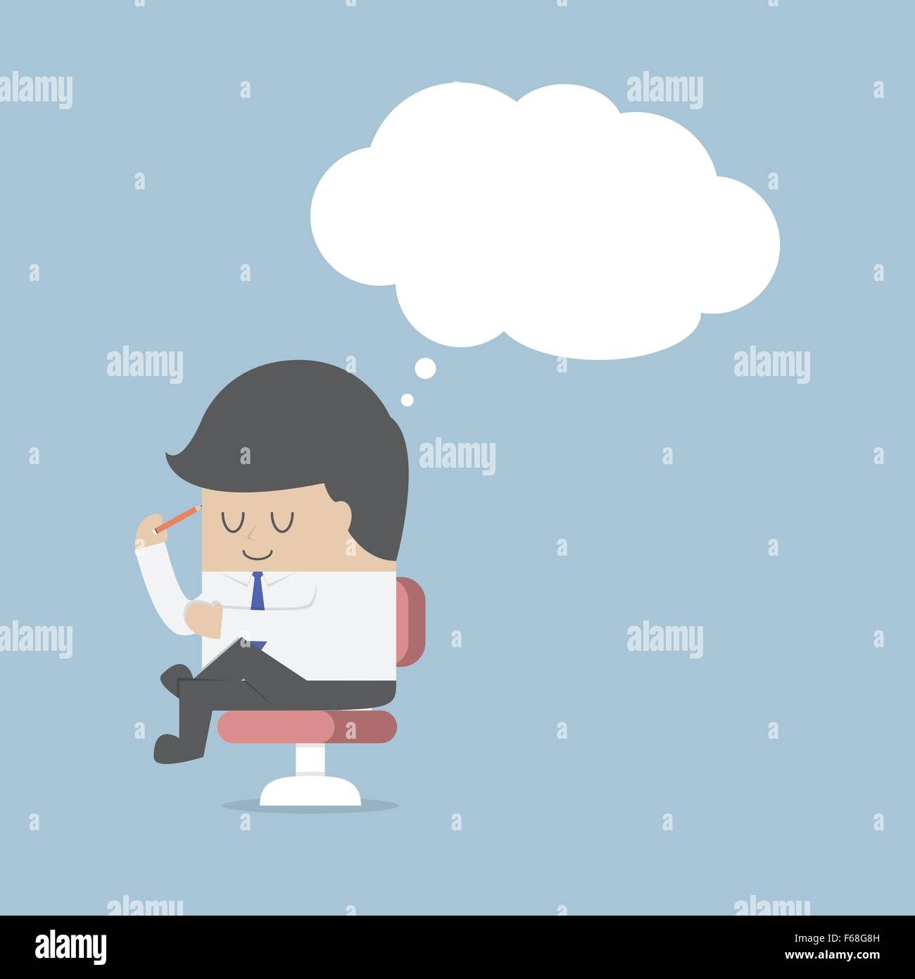 Businessman is thinking while sitting on the chair, VECTOR, EPS10 Stock Vector