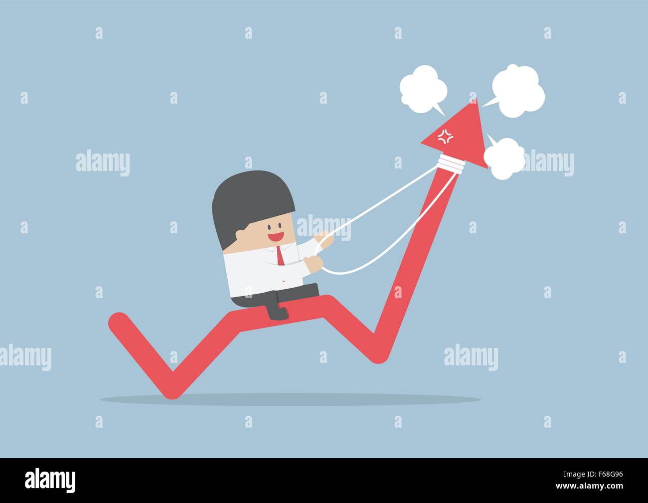 Businessman riding on angry stock market graph, VECTOR, EPS10 Stock Vector