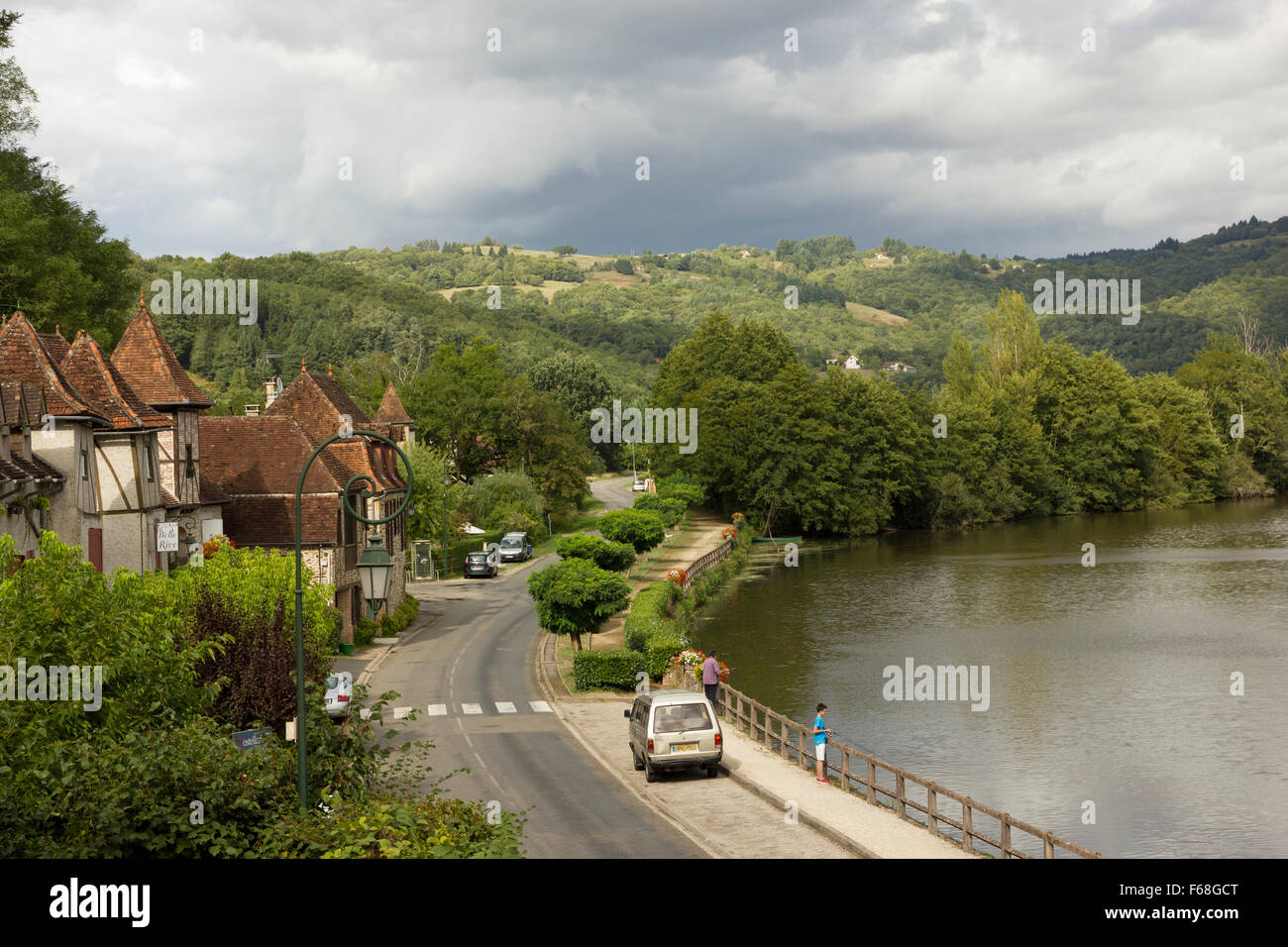 Graces on the Dordogne, Central France, morning view from the Hotel 'Au Vielle Port' Stock Photo