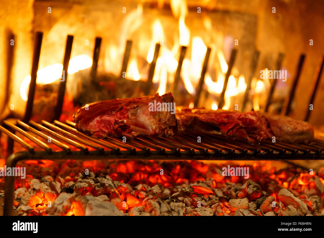 A top sirloin steak flame broiled on a barbecue, shallow depth of field Stock Photo Alamy