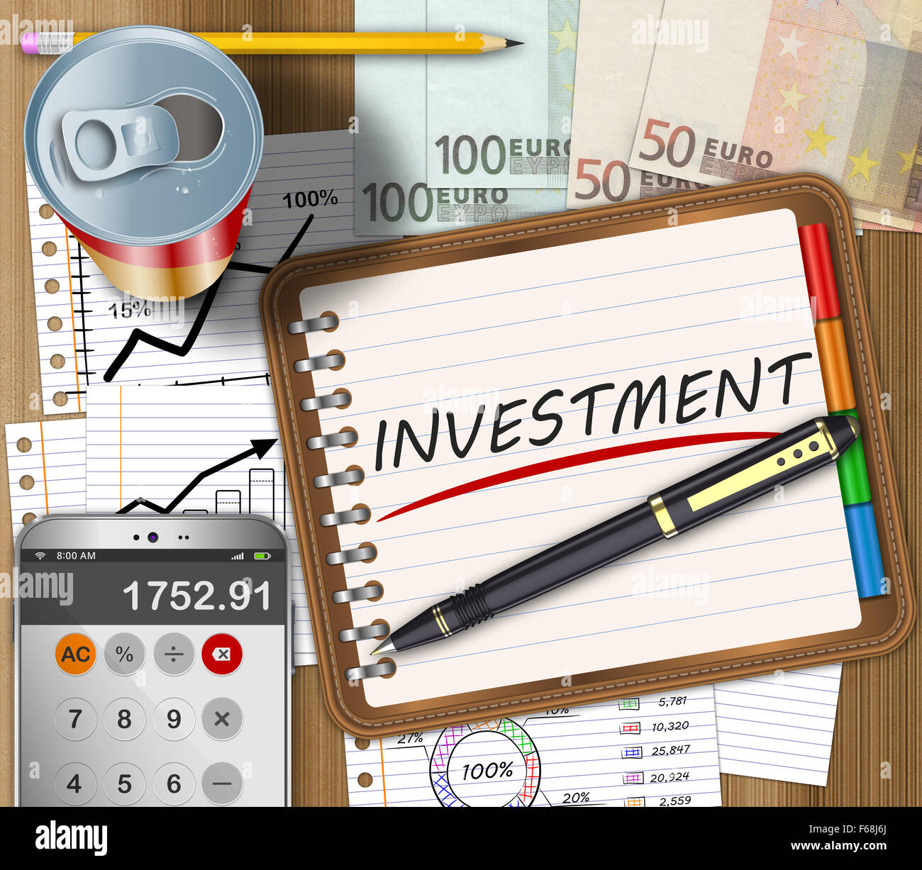 Return on investment as a concept on an office desk Stock Photo