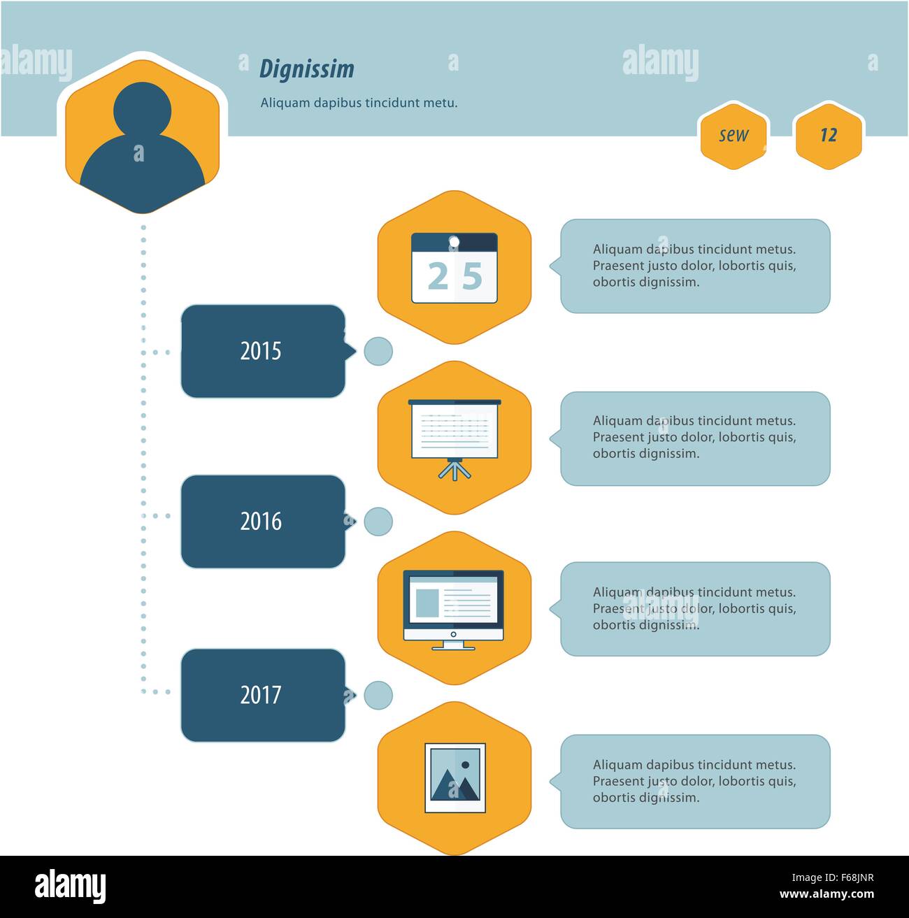 Timeline Infographic Design bule and yellow color Stock Vector Image ...