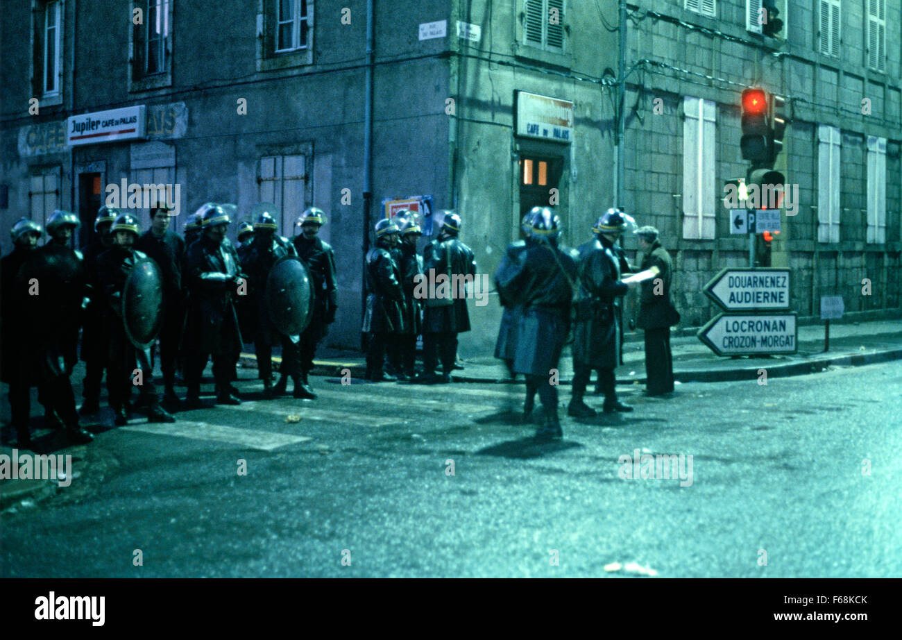 CRS, French National police, in Rennes, during antinuclear protests , Brittany, France Stock Photo