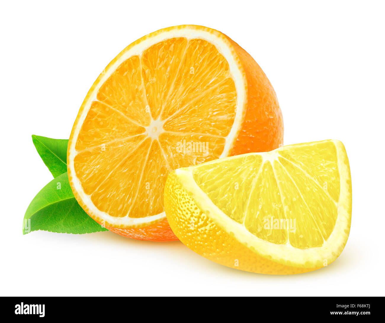 Orange and lemon slices isolated on white background with clipping path