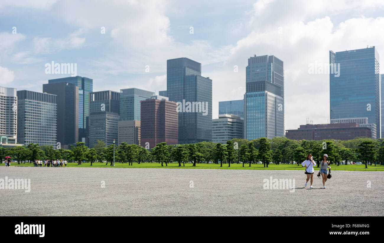 Skyscrapers in Tokyo, Japan as seen from the Imperial Palace Stock Photo