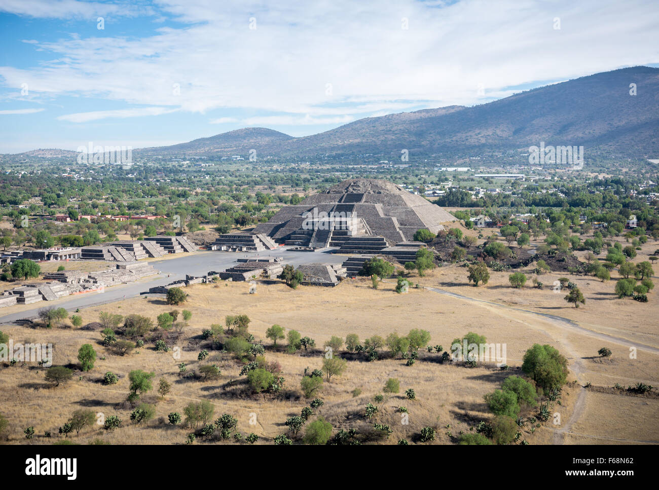 The pyramid of the moon and the alley of the dead in Teotihuacan Mexico. (Avenida de los muertos) Stock Photo