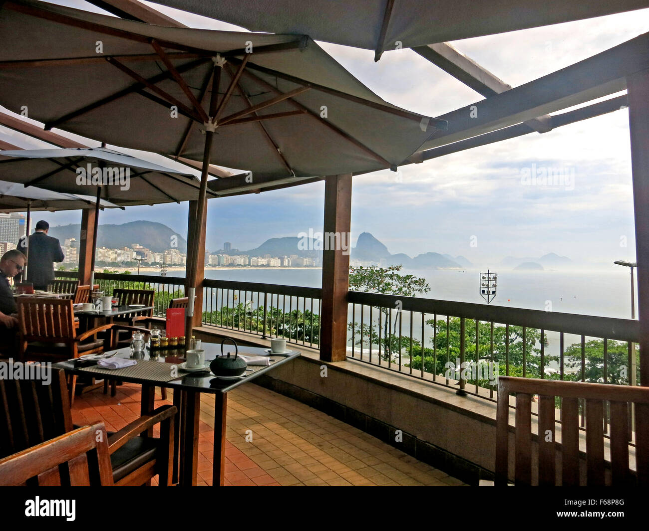 terrace of Sofitel restaurant Copacabana Rio de Janeiro Brazil Stock Photo