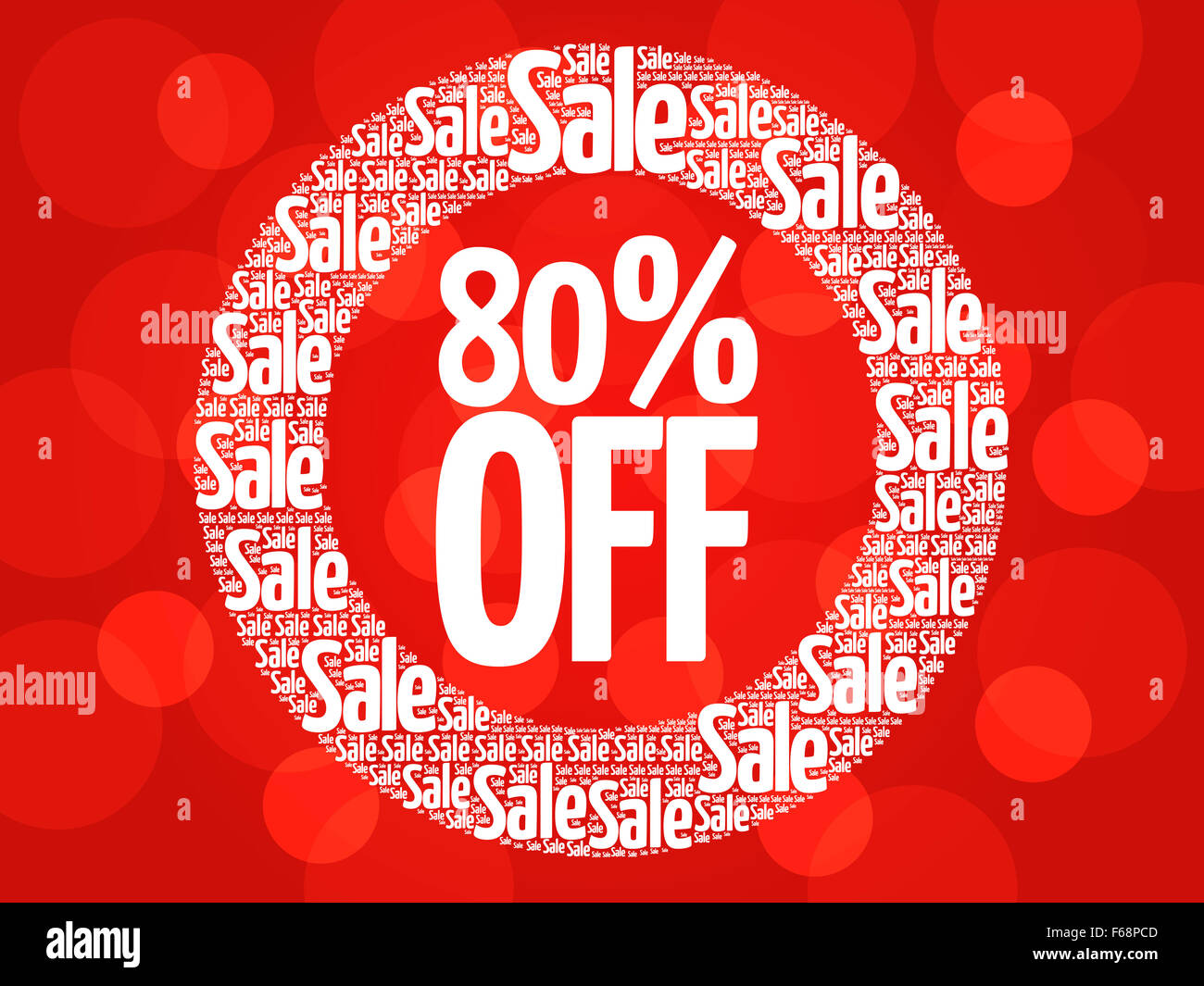 80% OFF circle stamp word cloud, business concept Stock Photo