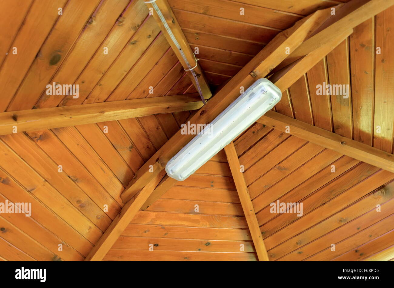 Fragment of wooden ceiling at alcove, Septemvri town, Pazardzhik, Bulgaria Stock Photo