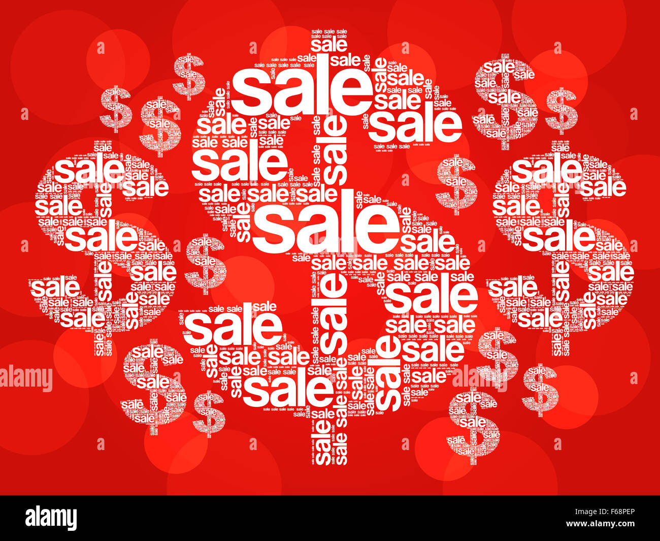 SALE. Dollar sign word cloud, business concept background Stock Photo