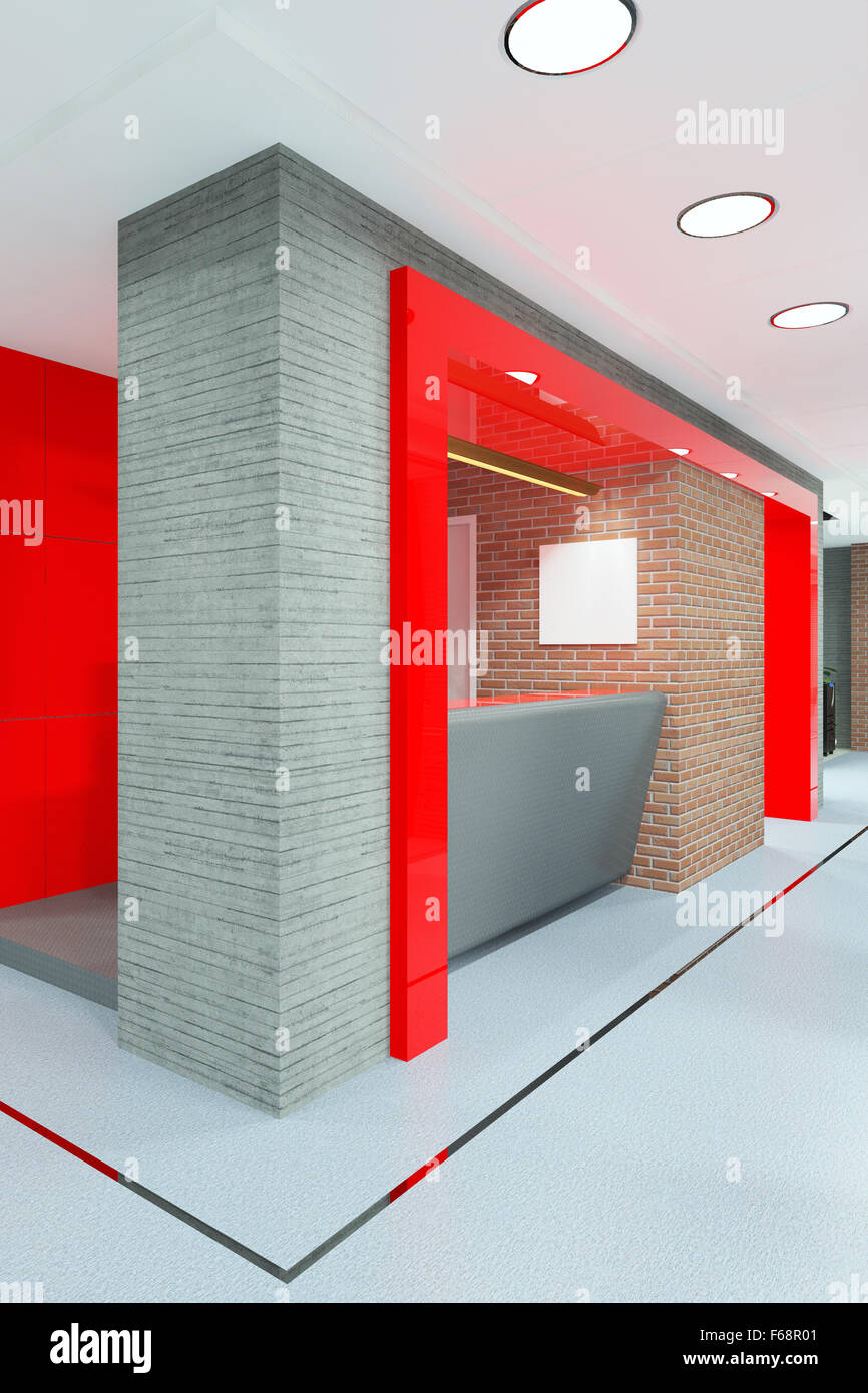 office lobby with a reception desk visualization Stock Photo