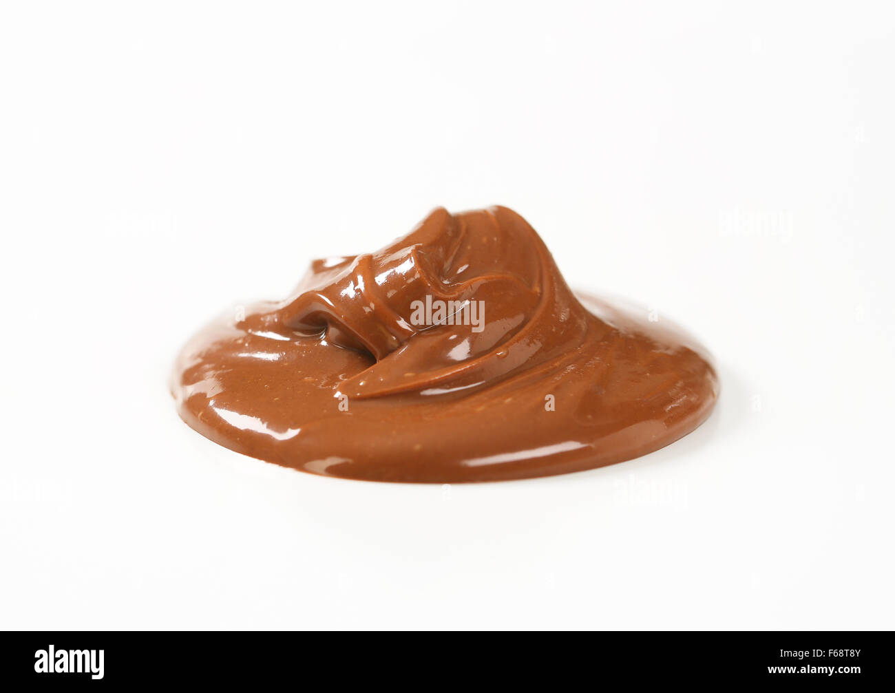 blob of chocolate spread on white background Stock Photo