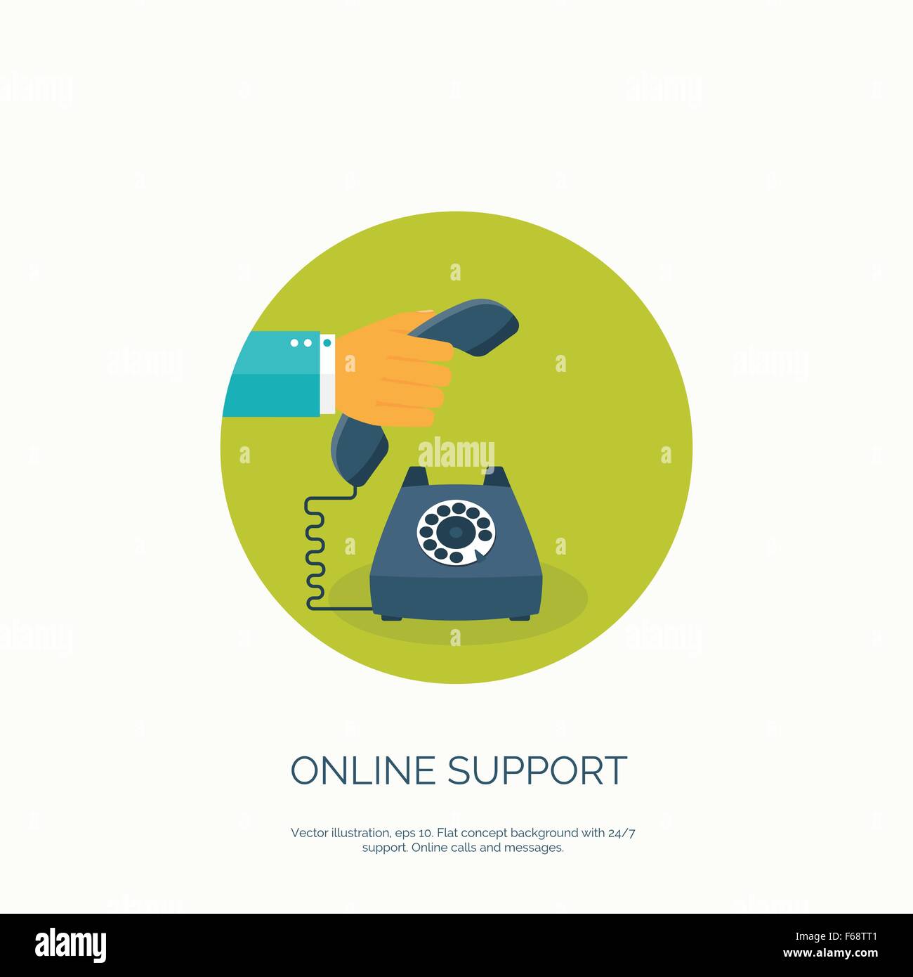 Vector illustration. Online support concept background. Contact us. Stock Vector