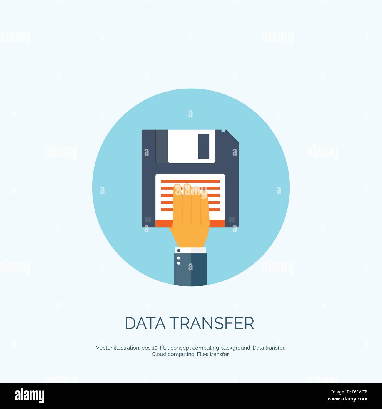 Vector illustration. Flat background with , floppy disc. Data transfer