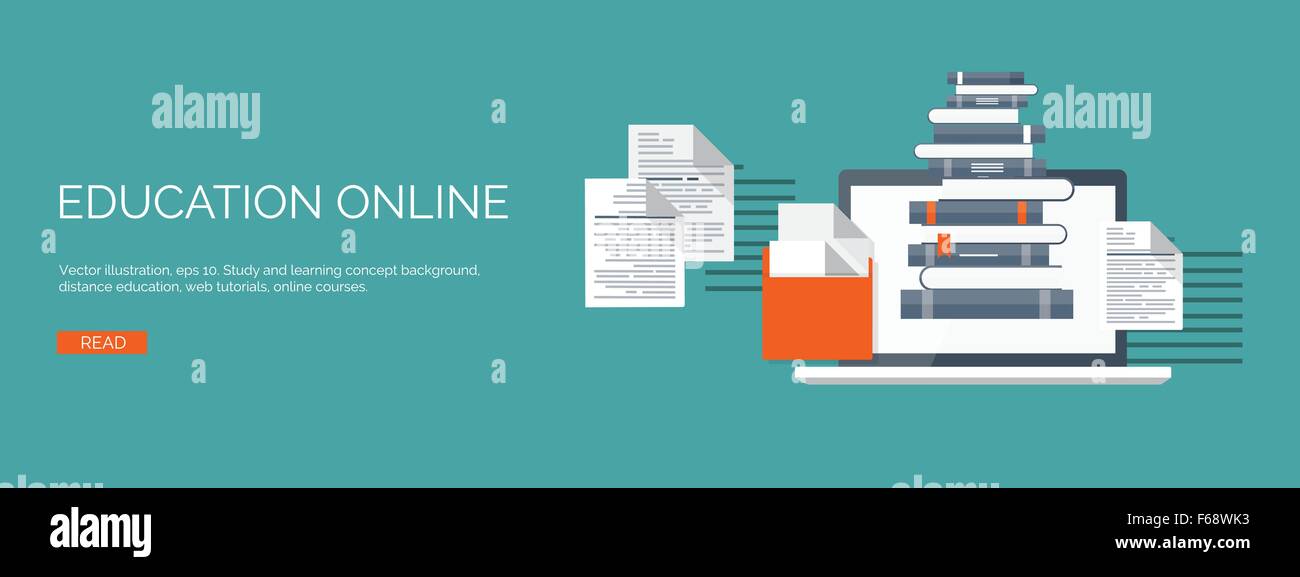 Vector illustration. Flat study backgrounds set. Education