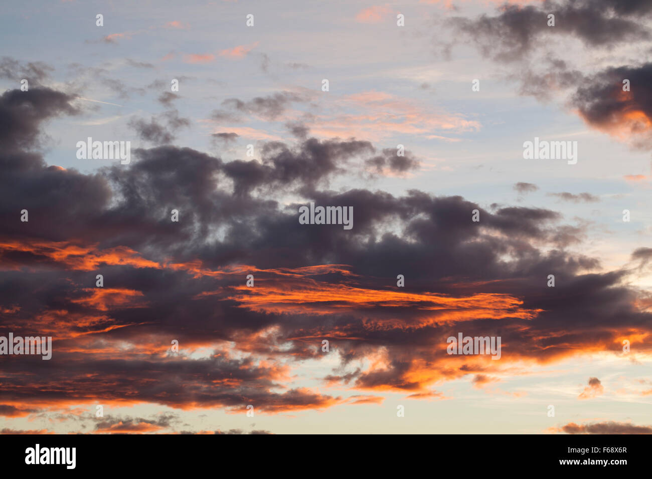 sunset with red clouds Stock Photo