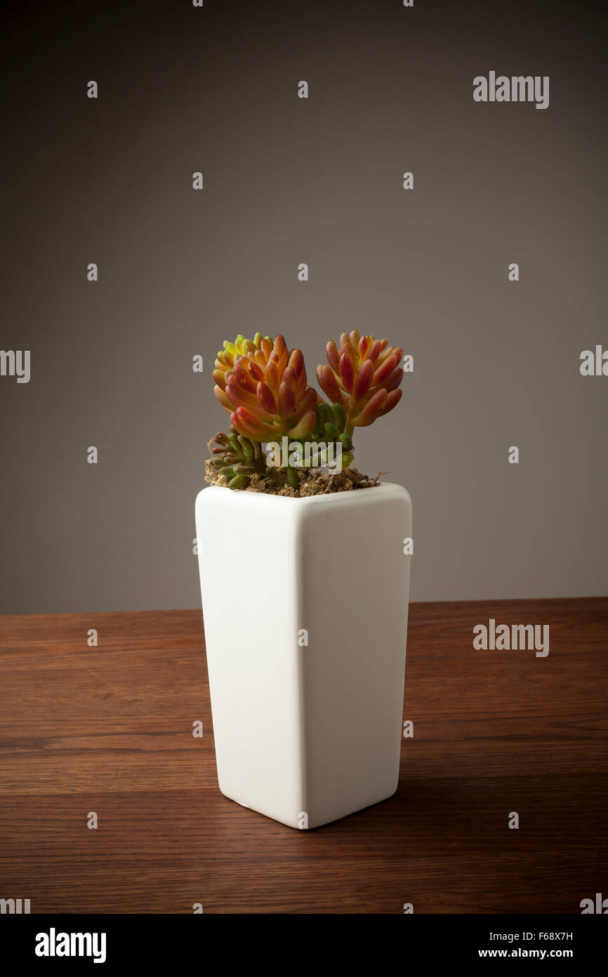 vase of flowers on a wooden table Stock Photo