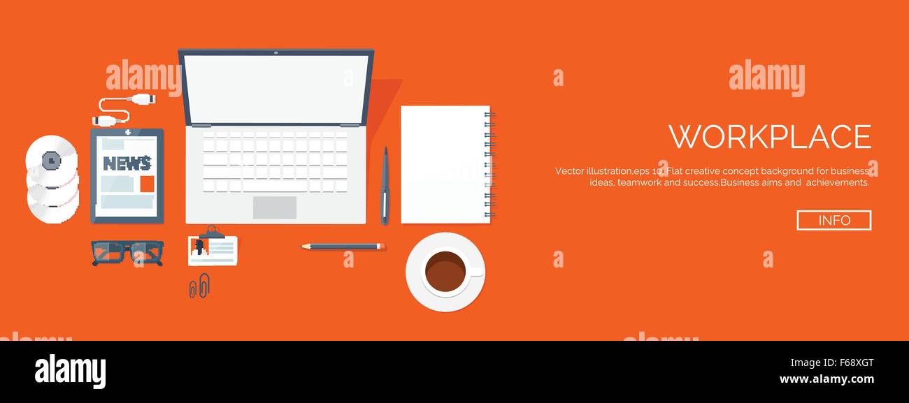 Vector illustration. Flat header. Workplace. Programming , coding, web ...